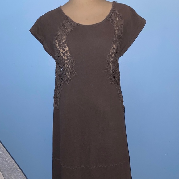 Free People TShirt Maxi Dress w/ lace Sides - Picture 1 of 3